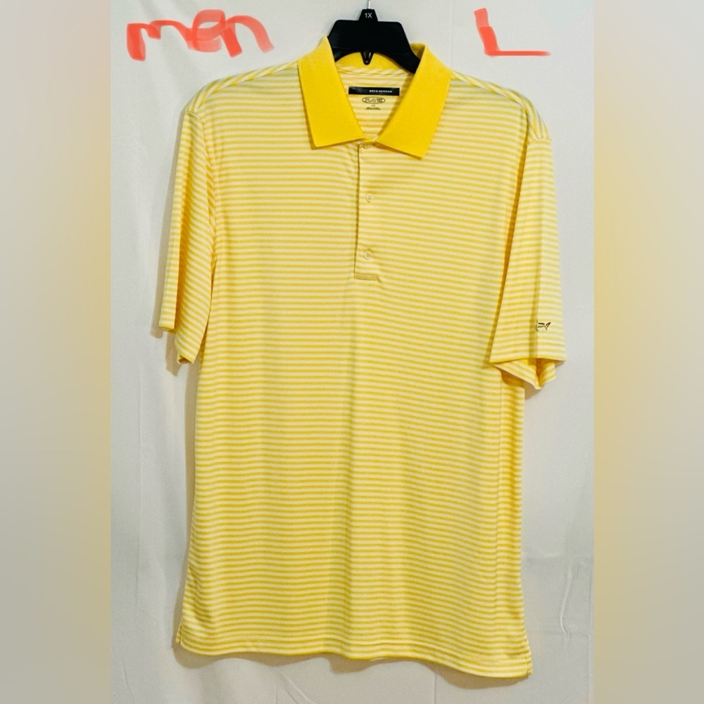 MENS YELLOW & WHITE STRIPED GOLF ⛳️ POLO